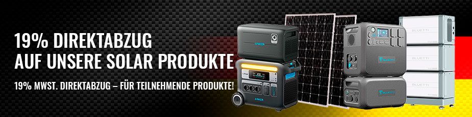 19% Prozent Cash Back auf unsere Solar Produkte - TONEART-Shop